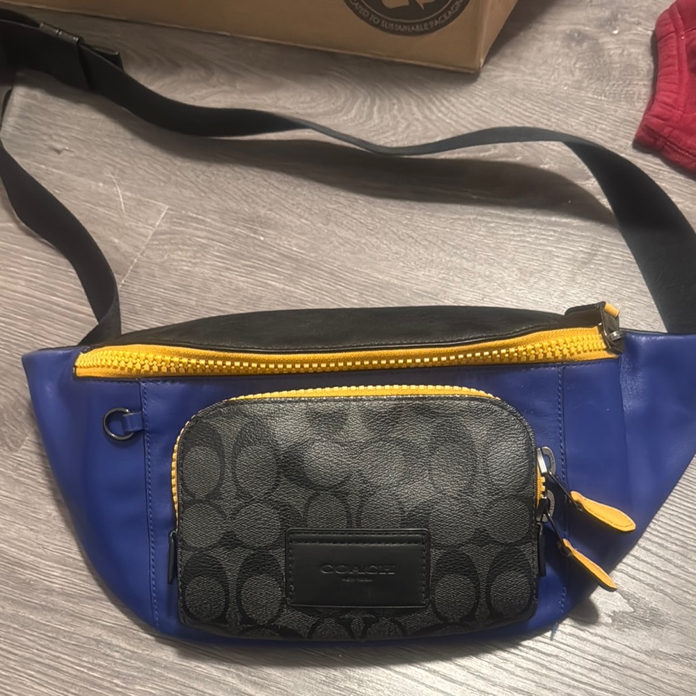 Coach Blue and Black Belt Bag